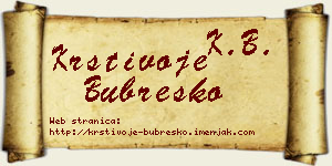 Krstivoje Bubreško vizit kartica